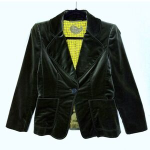 Etro 6 Velvet Blazer Dark Green Silk Paisley Italy Luxury Maximalist Designer